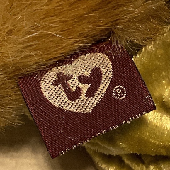 Vintage TY Collectible Stuffed Cat velvet Dress Pouncer Brown and Green - Picture 4 of 9